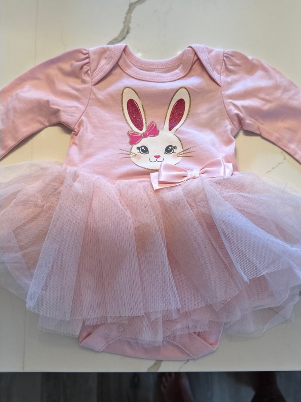 The Children's Place Pink Bunny Tulle Dress-Style Onesie